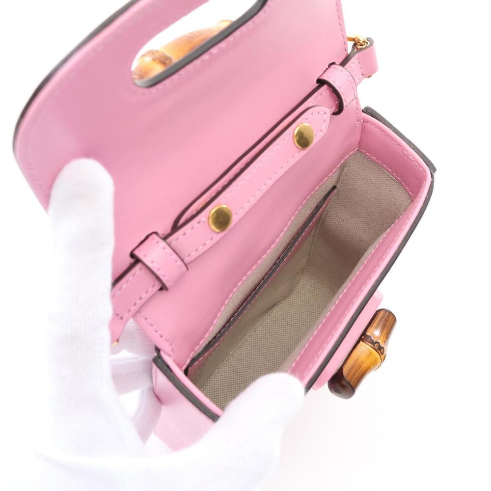 GUCCI Bamboo Handbag Leather Women's Pink 702106 - Picture 4 of 7